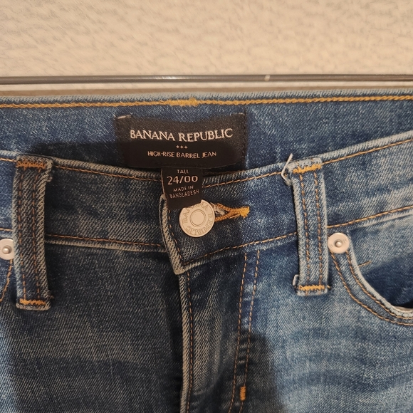 Banana Republic High Rise Barrel Jeans Size 24 Tall - Picture 2 of 5